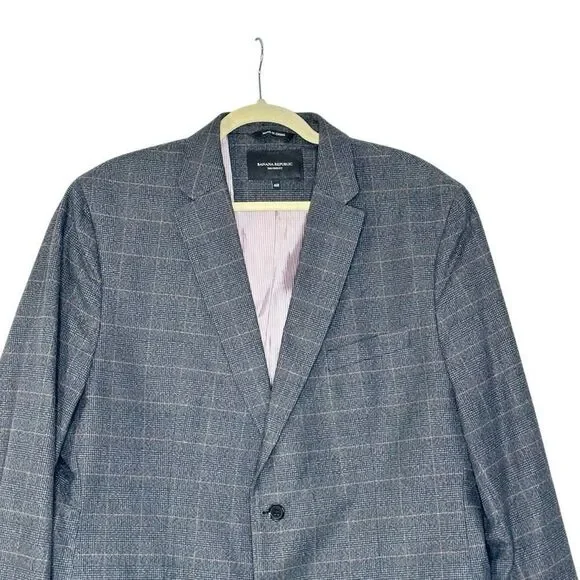 Banana Republic Tailored Fit Brown Gray Twill Plaid 2-Button Blazer46R